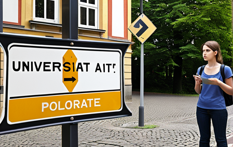 **Image:** A young adult looking thoughtfully at a crossroads sign. One path points to a university building (Universität), the other to a workshop with various tools and a "Zertifikate" banner. The scene should evoke a sense of decision and potential.