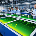 Home 6 기계설계기사와 에너지 효율 설계 - **Prompt:** A vibrant, high-tech German factory floor at dusk. Modern, energy-efficient machinery wi...